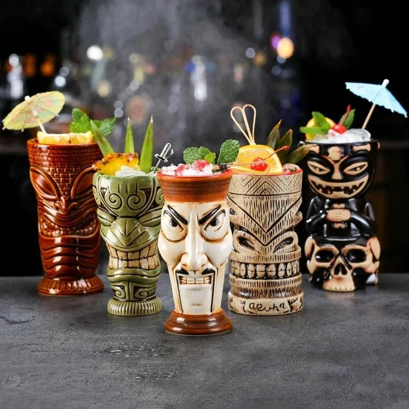 60 Types Ceramic Hawaii Tiki Mugs Creative Cocktail Glasses Beer Glass Martini Glasses Wine Glass Funny Cup Gift for Men