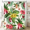 Greenery Floral Shower Curtain Waterproof Fabric Bath Decor, Tropical Style 3D Printing Watercolor Bathroom Tarp Pink Yellow Red
