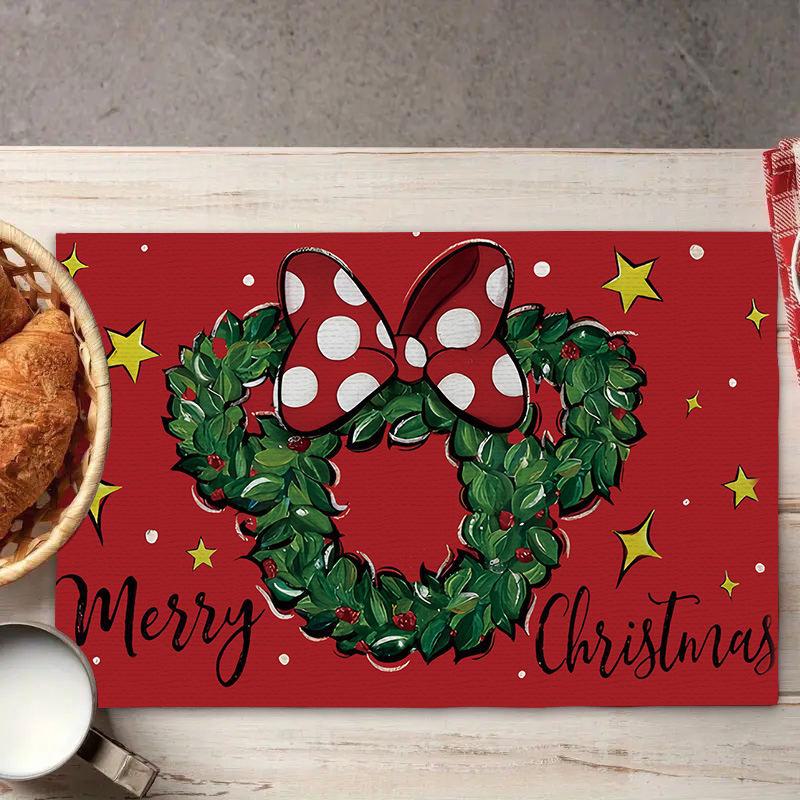 2024 Fete de masă din in de Crăciun - Decor de sărbători festive, izolate, design imprimat