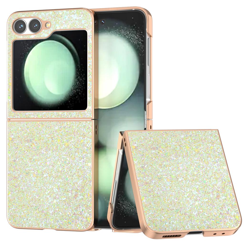 For Samsung Galaxy Z Flip7 FE 5G/Z Flip6 5G Case Electroplating Phone Cover Colored Glitter Design PU+TPU Protective Case