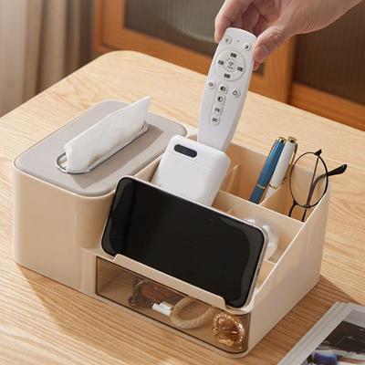 Simple Large Capacity Desktop Storage Box Dustproof Space Saving Tissue Box Reusable Plastic Stationery Organizer Kitchen