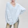 Imitation Mink Velvet V-neck Pullover Women's Autumn and Winter Wear Soft Waxy Lazy Wind Loose Knitted Sweater