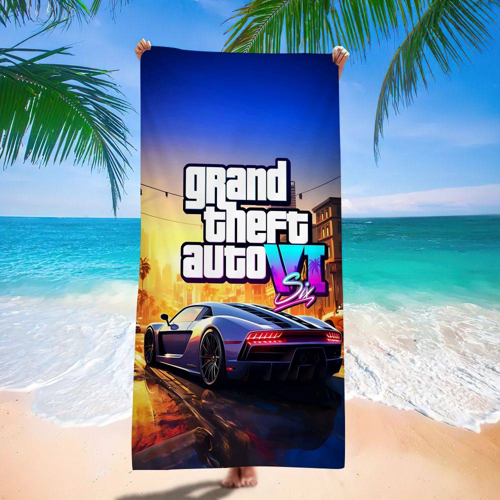 G-Grand T-Theft A-Auto VI Game Microfiber Blanket Quick Drying Beach Towels Oversized Printing Super Absorbent Pool Towel