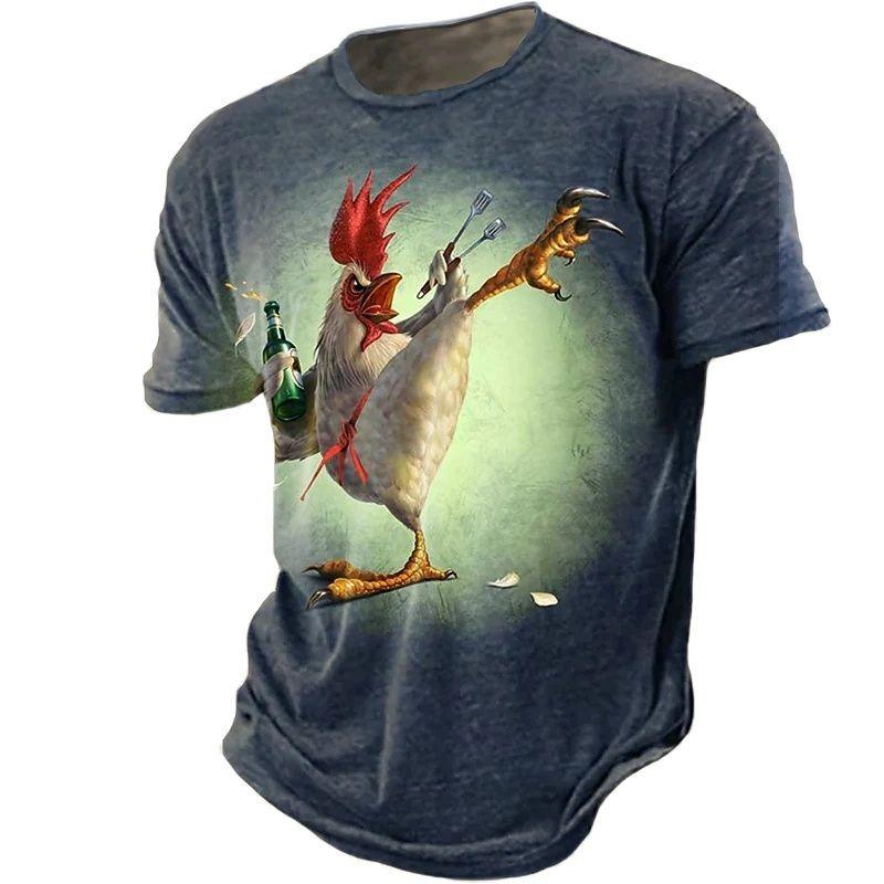 

Unisex Animal Rooster 3d Print Funny T-shirt Summer Casual Short-sleeved Top Men s Oversized Breathable Shirt For Men 6xl Tshirt S