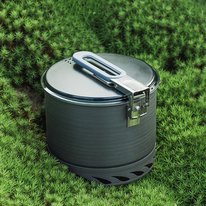 Portable Compacts Backpacking Cookware Windproof Outdoor Cooking Pot with Folding Handle For Outdoor Cooking Efficiency