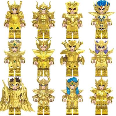 Saint Seiya Japanese Anime Cartoon Bricks Dolls Aiolia Aiolos Mini Action Toy Figures Building Blocks Assembly Toys Dolls Gifts