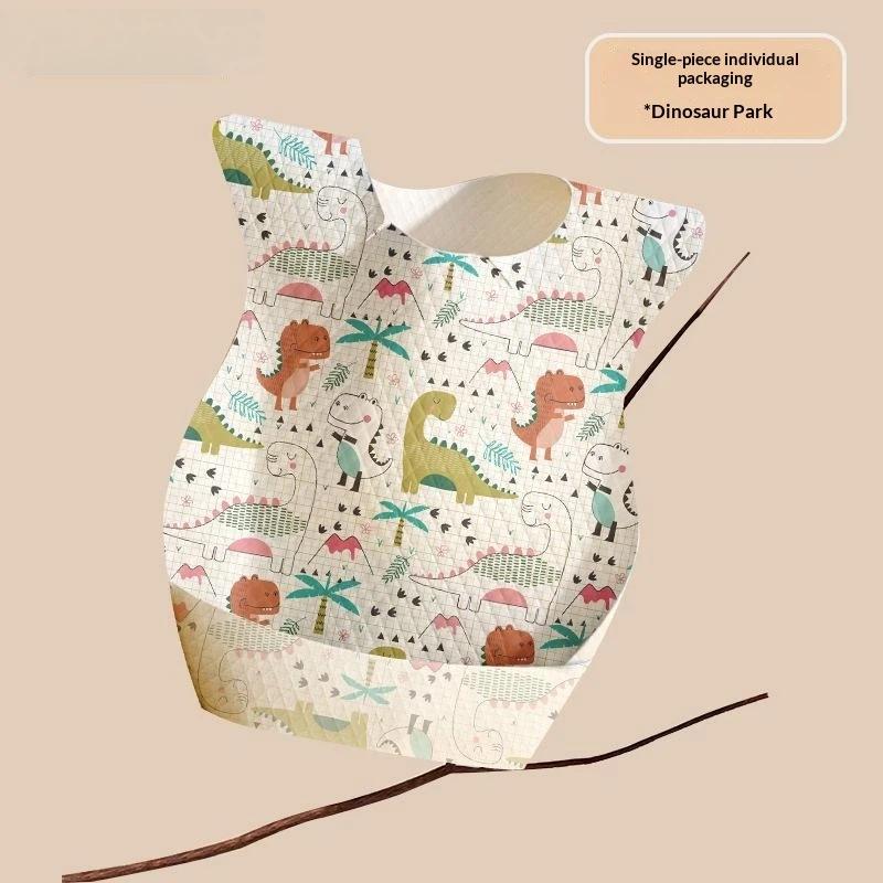 10Pcs Disposable Baby Bib Waterproof Oilproof Portable Printed Infant Feeding Bib For Toddler Eating Travel Daily Use