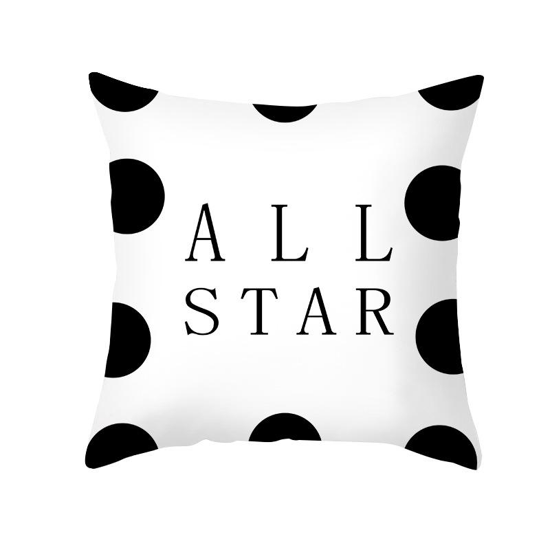 Nordic Throw Pillow Cover Black and White Letters Peach Velvet Cushion Cover Sofa Cushion Cover