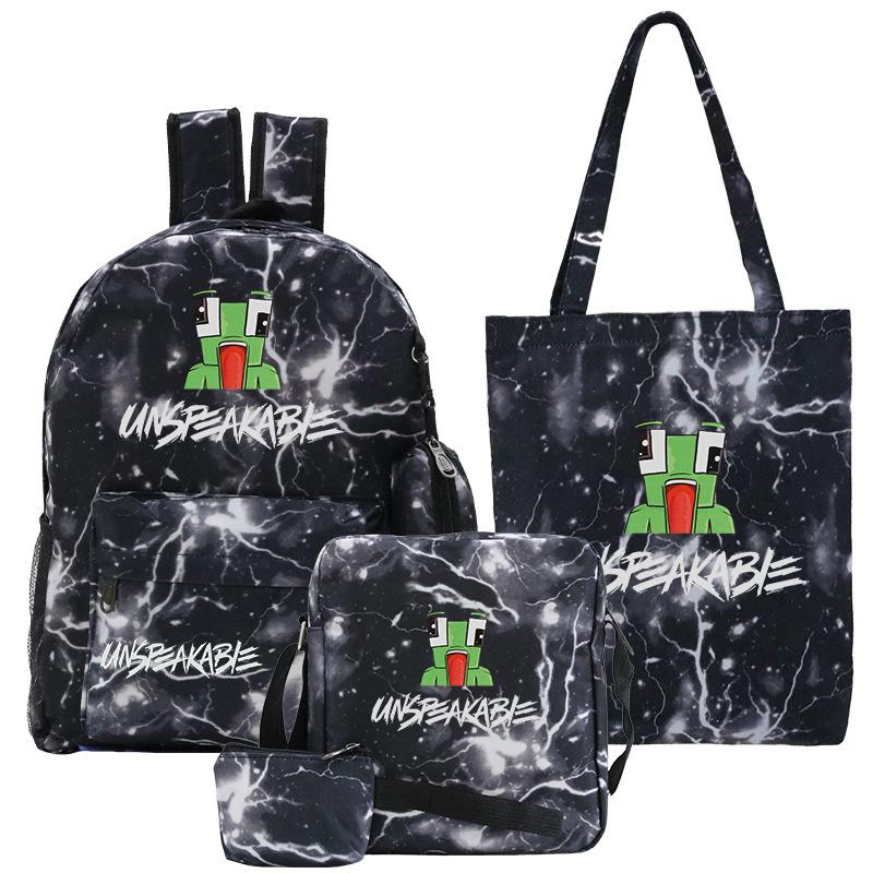 Casual Backpack Five-piece Backpack + Tote Bag + Shoulder Bag + Pencil Bag + Small Money Bag 3