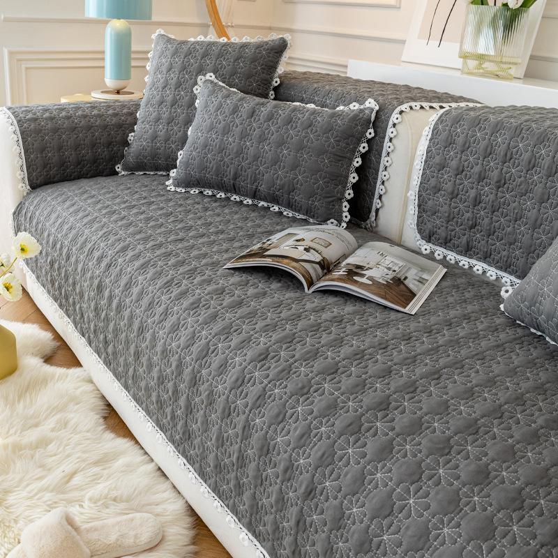Sofa Cushion Four Seasons Universal Simple and Modern Fabric Craft Living Room Light Luxury Non-Slip Seat Cushion Sofa Cover Slipcover Thickened