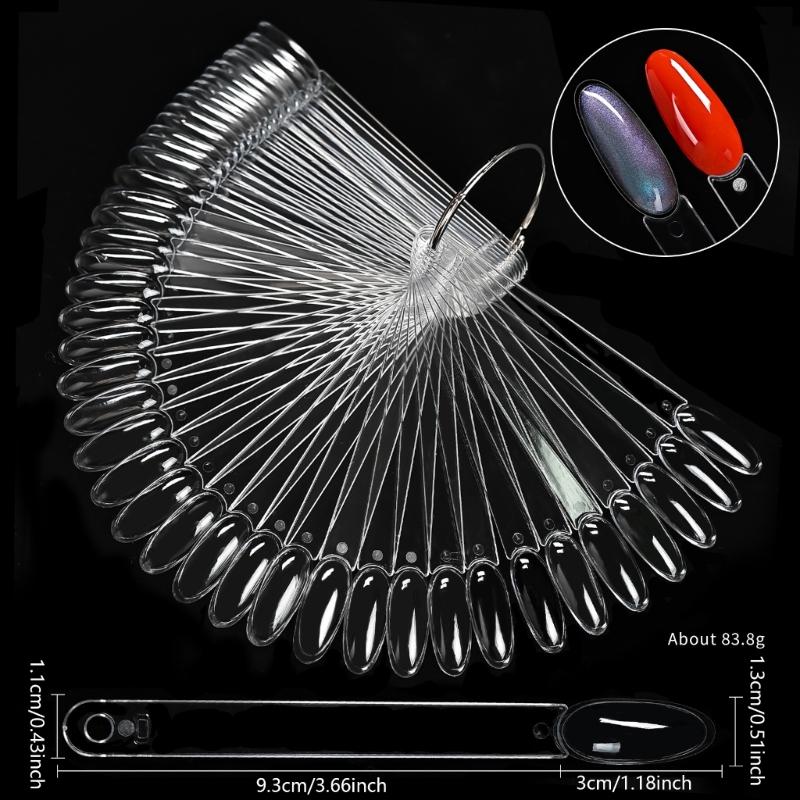 50 Pcs Fan Style Clear Nail Swatches Sticks Nail Art Accessories for Gel Polish Display and Easy Color Comparison