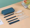 4Pcs Wheat Straw Dinnerware Set Portable Tableware Knife Fork Spoon Chopsticks Set Travel Cutlery Eco-Friendly Utensil Box