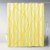 Modern Teal Gradient Wavy Line Art Waterproof Shower Curtain
