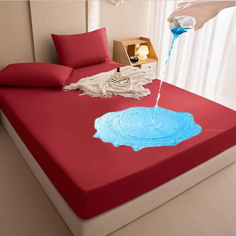 3pc Waterproof Bed Sheet and Pillowcase Set3Pieces(1Fitted Sheet+2Pillowcase),Non-Slip Deep Pocket Bed Sheet,Waterproof Mattress Cover