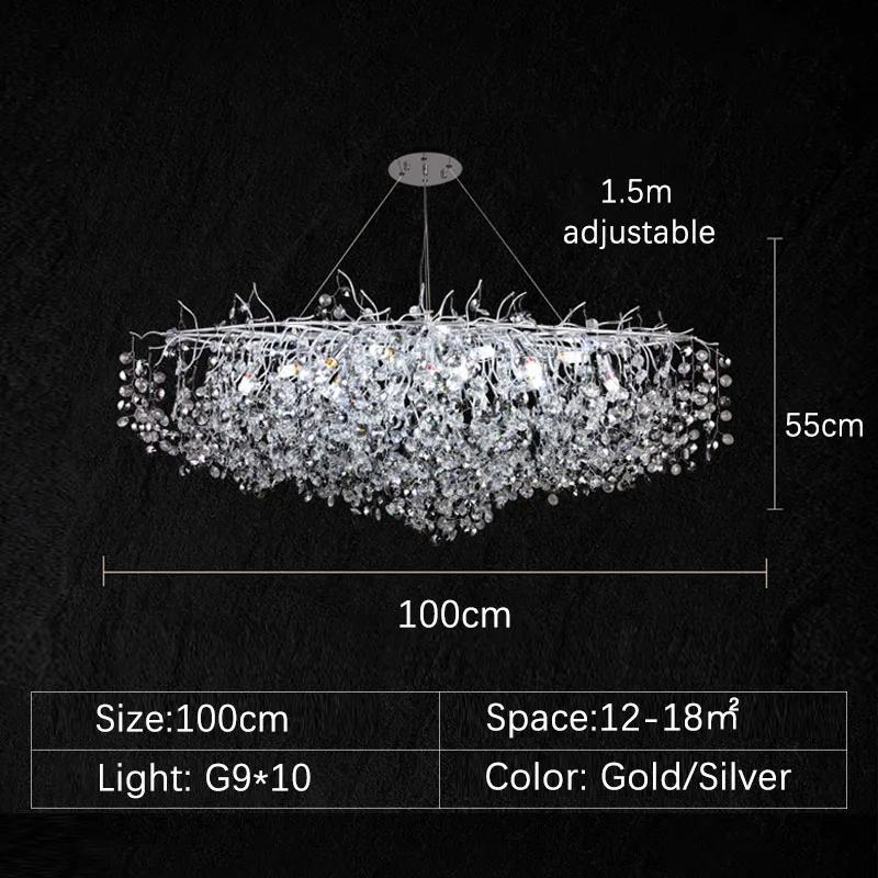 Minimalist LED Ceiling Chandelier Luxury Interior Decor Crystal Pendant Lamp for Living Dining Room Gold Silver Lighting Fixture