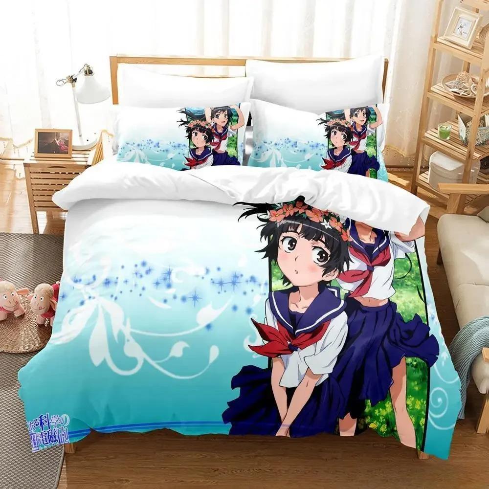 New Misaka Mikoto Bedding Set Single Twin Full Queen King Size Bed Set Adult Kid Bedroom Duvet cover Sets 3D Anime Bed Sheet Set