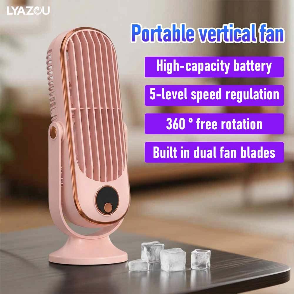 Portable Dual-Motor USB Desk Fan with Rapid Cooling, Multifunctional Five-Speed Cold Air System