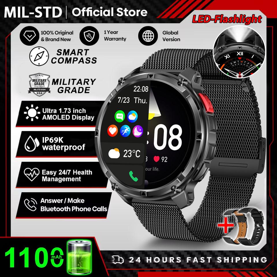 2026 New Outdoor 1100mAh Large Battery Watches Men GPS Compass Waterproof Sports Smart Watch Bluetooth Call AMOLED HD Smartwatch