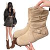 2025 New Autumn Retro Suede Western Cowboy Boots Martin Boots, Women's Shoes Single Boots, Two Small Boots