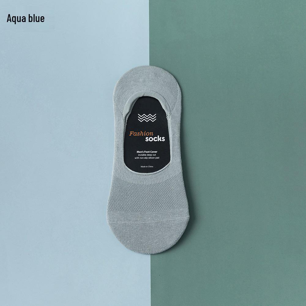 Men's Summer Cotton Mesh Sole Low-Cut Invisible Boat Socks