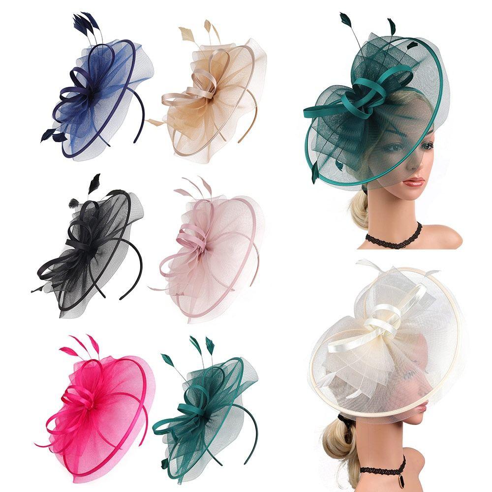 Mesh Fascinators Hats Feather Hair Clip Vintage Tea Party Hats
