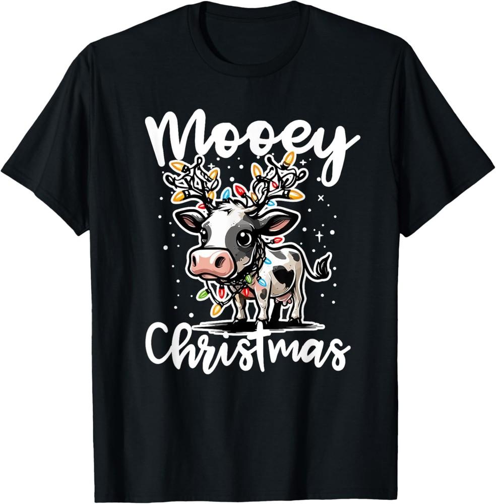 Mooey Christmas Heifer Cow Reindeer Christmas Lights T-Shirt Unisex T-Shirt XXXXL