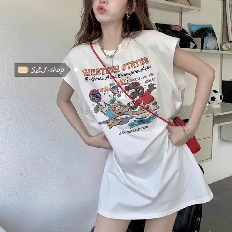 Women's Mid-length T-shirt Summer Student Pajamas Top I Small Vest Home Nightdress
