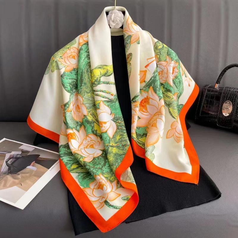 Women S Printed Square Scarf For Sun Protection And Daily Wear