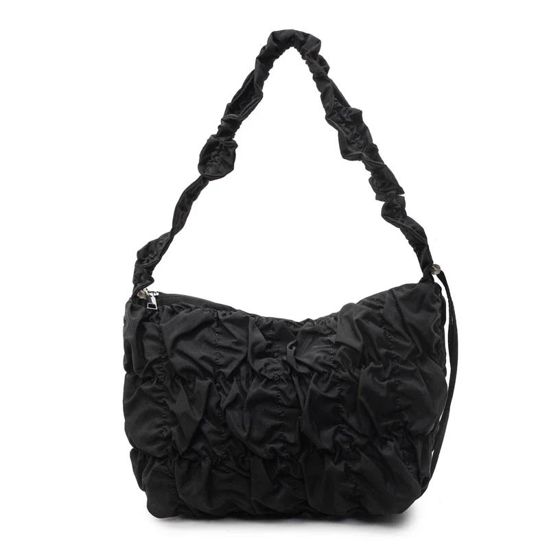 New Zipper Solid Popularity Persality Crossbody Bags for Women 2026 High Quality Sense of Luxury Wrinkles Cloth Shoulder Bags