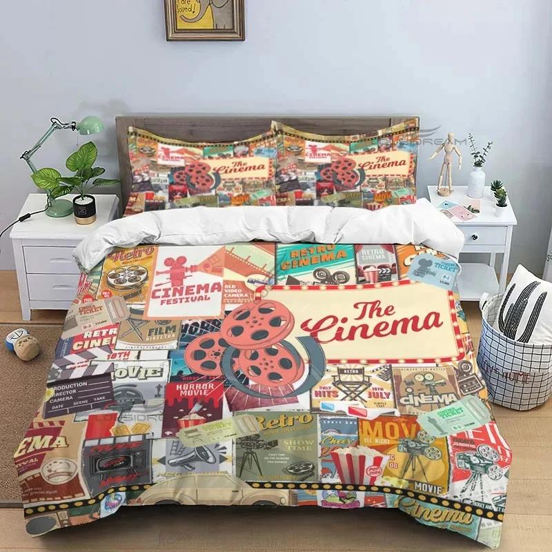 Movie Film Clap Board Patterns Comforter Bedding Set,Duvet Cover Bed Set Quilt Cover Pillowcase,King Queen Size Bedding Set