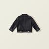 Kids' Korean-Style Leather Motorcycle Jacket - Long-Sleeve, Stand Collar, Autumn 2025 Collection