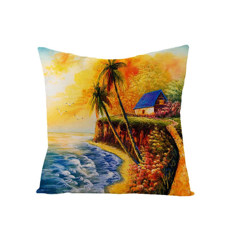 Retro-Style Autumn With Maple Leaves And Sunflowers Digital Printing Short Plush Pillow Covers For Car Sofa Office Cushion Cover