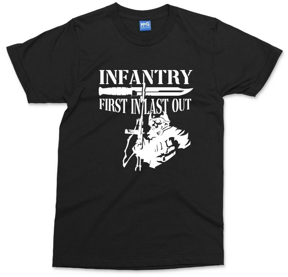 Infantry TShirt First In Last Out Military Veteran Soldier Army Unisexs Tee Gift
