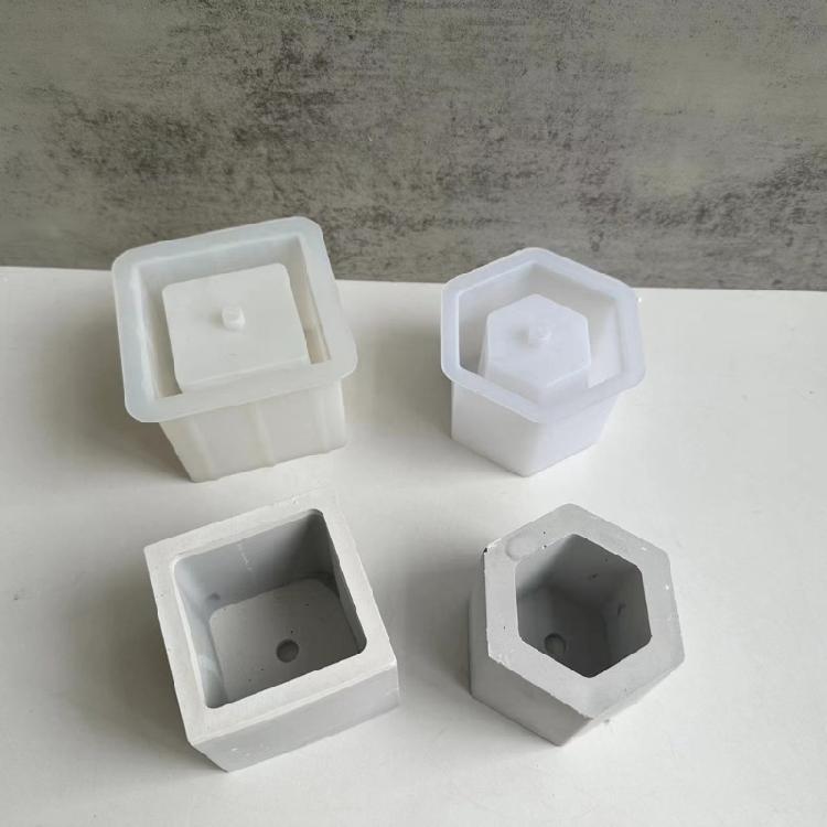Flower Pots Silicone Molds DIY Hexagonals Succulents Planter with Hole Molds