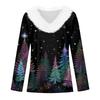 Women's Fashion Casual Long Sleeve Christmas Printed Plush Collar V-Neck Top