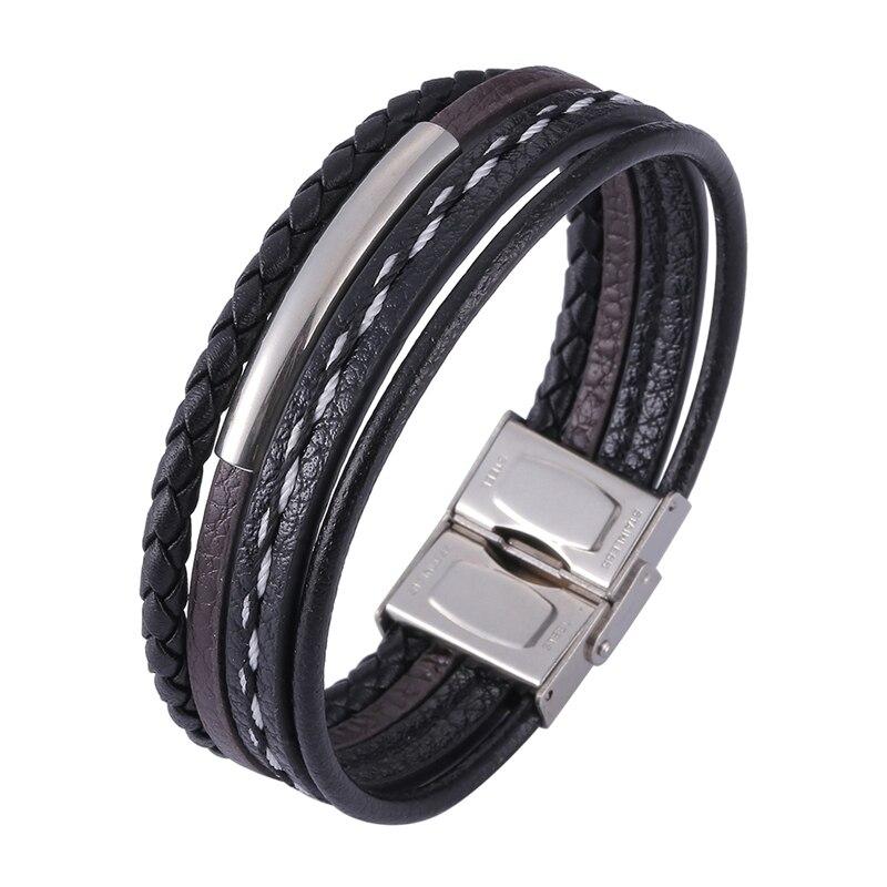 Trendy Leather Bracelet For Men Punk Rock Jewelry Gift Male Wrist Bracelet Jewelry
