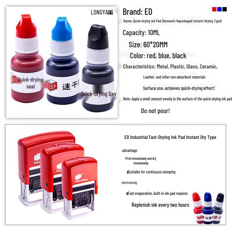Re-inkable Adjustable Date Stamp ED401: Multi-Format English & Chinese with Slash/Dash Options and Number Wheel.