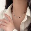 S925 Sterling Silver Black Agate Beaded Necklace Set - Autumn/Winter Choker