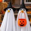 Halloween Porch Goose Ghost Costume with Pumpkin Bucket Accessory Lightweight Fabric and Adjustable Fit for Outdoor Decoration and Festive Display
