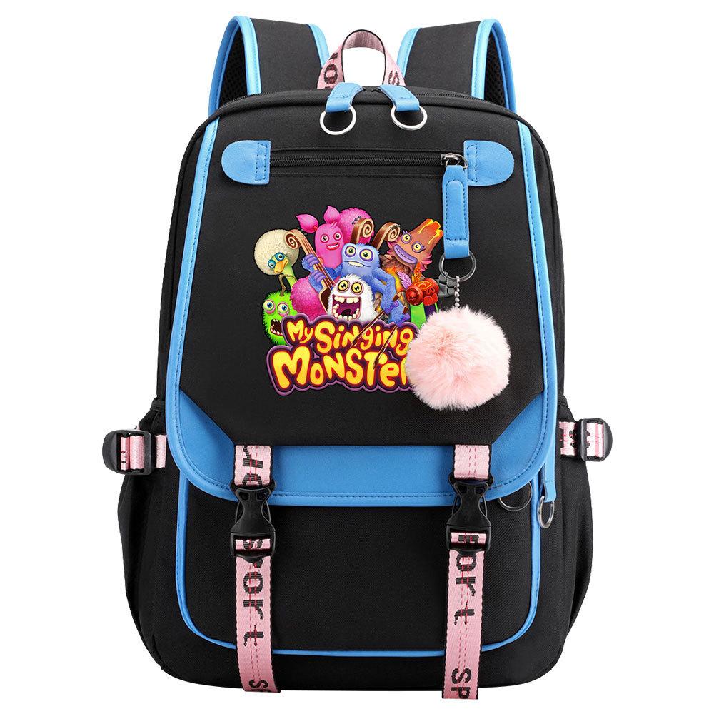 Game Monster Concert Printed USB Teen Student School Bag Men's and Women's Casual Webbing Flip Backpack