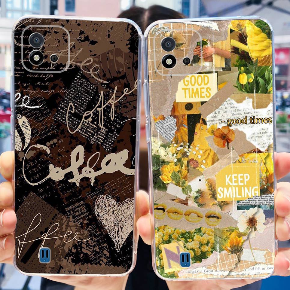 Women Fashion Butterfly Flower Coque Shell For Realme C11 2021 RMX3231 Realme C20 RMX3061 Back Cover Clear Soft TPU Coques Etui