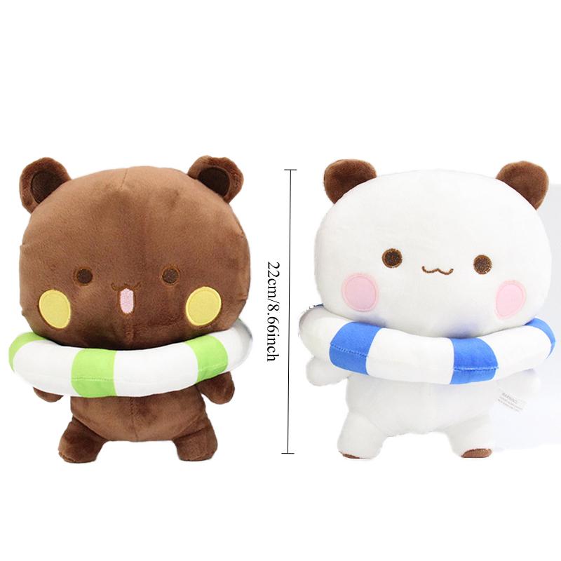Cute Bubu and Dudu Plushies Swimming Rings Panda Plush Doll Soft Kawaii Cartoon Fluffy Bear Toy Car Sofa Decor Birthday Gift