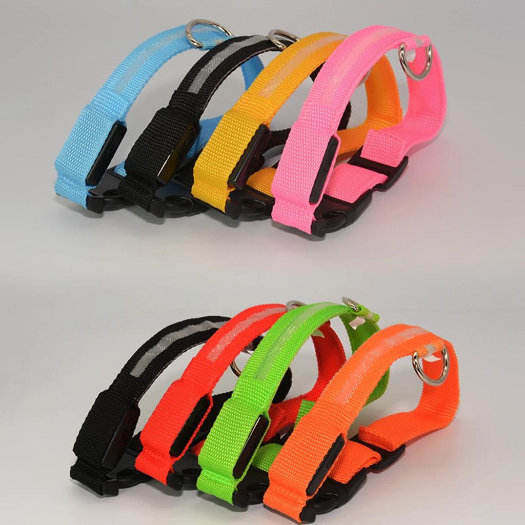 Nylon LED Night Safety Flashing Glow In The Dark Dog Leash Dogs Luminous Fluorescent Pet Dog Collar