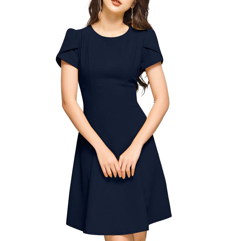 

ZANZEA Женское повседневное летнее платье с круглым вырезом и рукавами-лепестками 5XL темно-синий