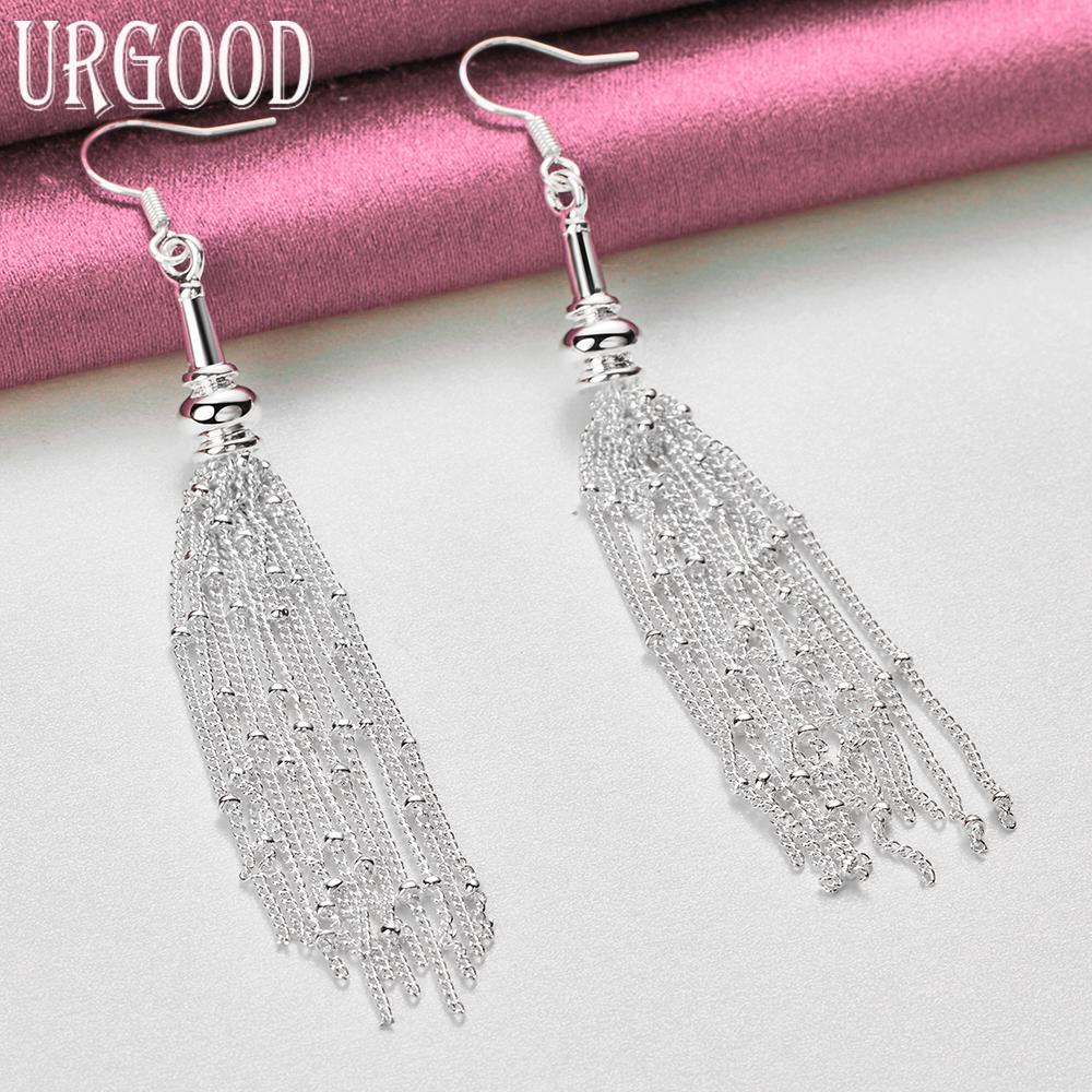 Boucles d'oreilles pendantes barre tendance en argent sterling 925 Bijoux de mariage