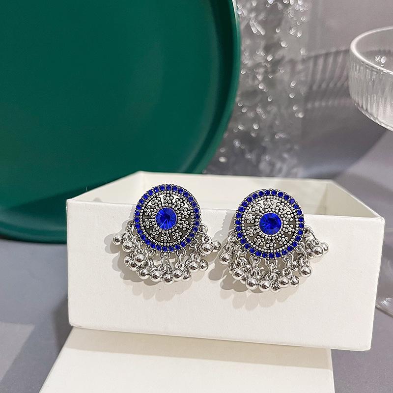 Vintage Fringed Bohemian Stitching Stud Earrings Round Exotic Earrings For Women