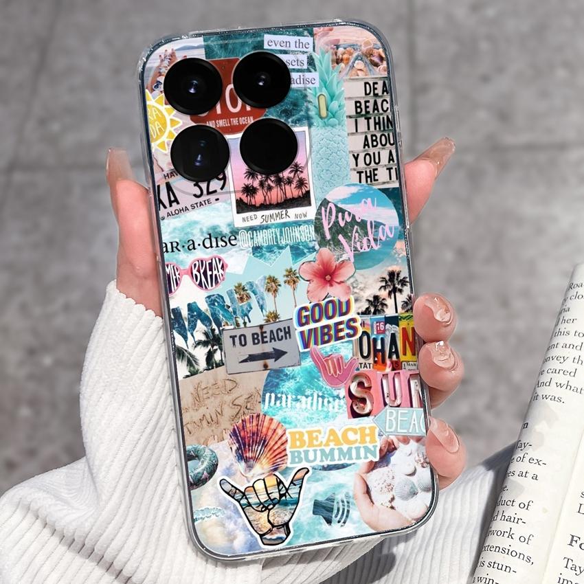 Cases For Redmi 17 17C / Xiaomi 17T Pro / 17 Pro Max 17 Ultra 17 Max Cute Girl Label Pattern Phone Covers Transparent TPU Ultrathin Lightweight Bumper