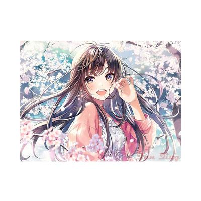 Pittura Diamante 5D Fai da Te Ragazza Anime Giapponese Ricamo Mosaico Cerchio Completo Decorazione Casa Lavorazione ad Ago