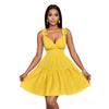 European summer new fashion solid color loose casual backless V-neck sleeveless short dress