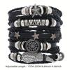 Viking Bracelet For Men Adjustable Leather Woven Skull Hand Jewelry Fashion Bracelet Viking Man Bracelet